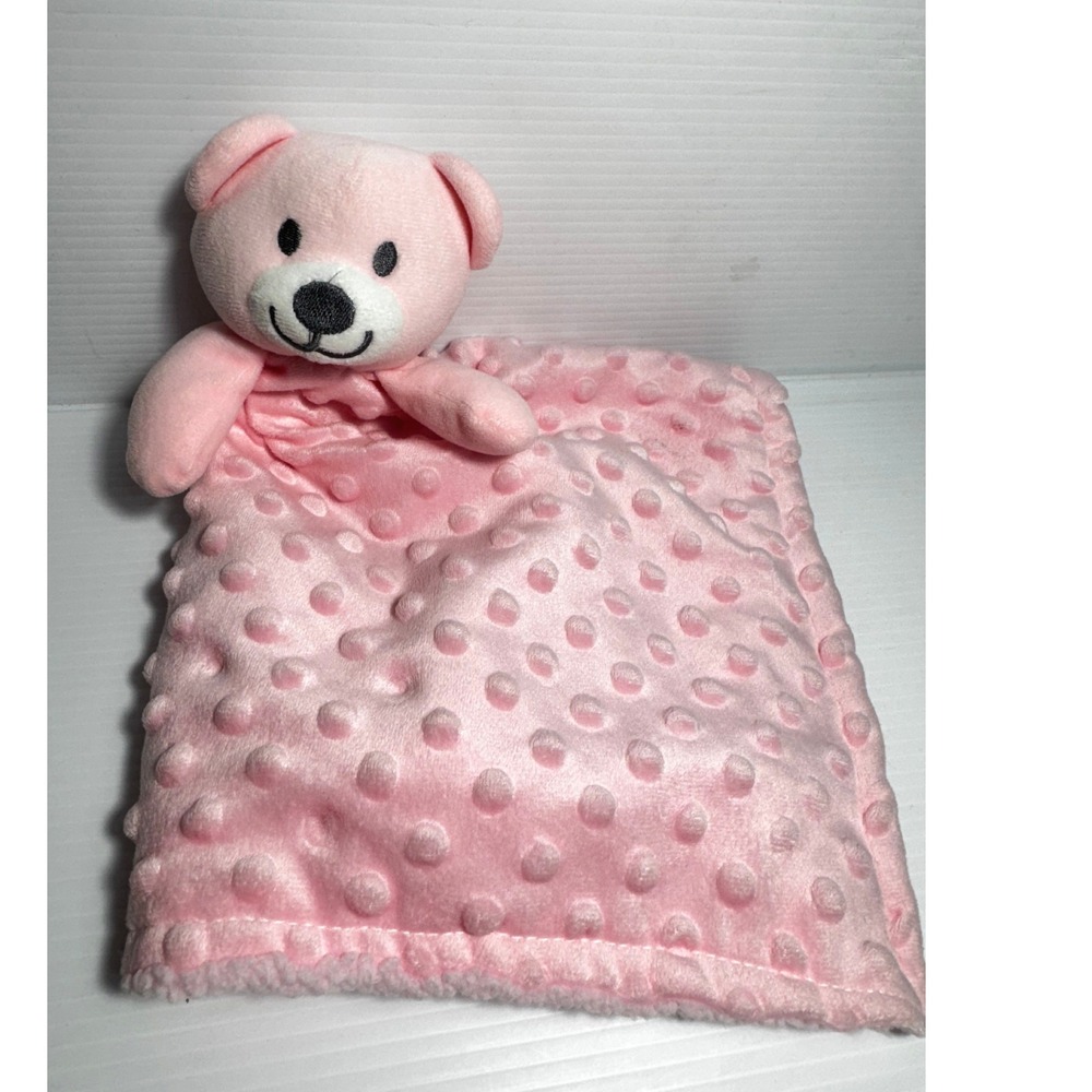 Little Beginnings Pink Teddy Bear Security Blanket Minky Dot Sherpa Lovey 116839